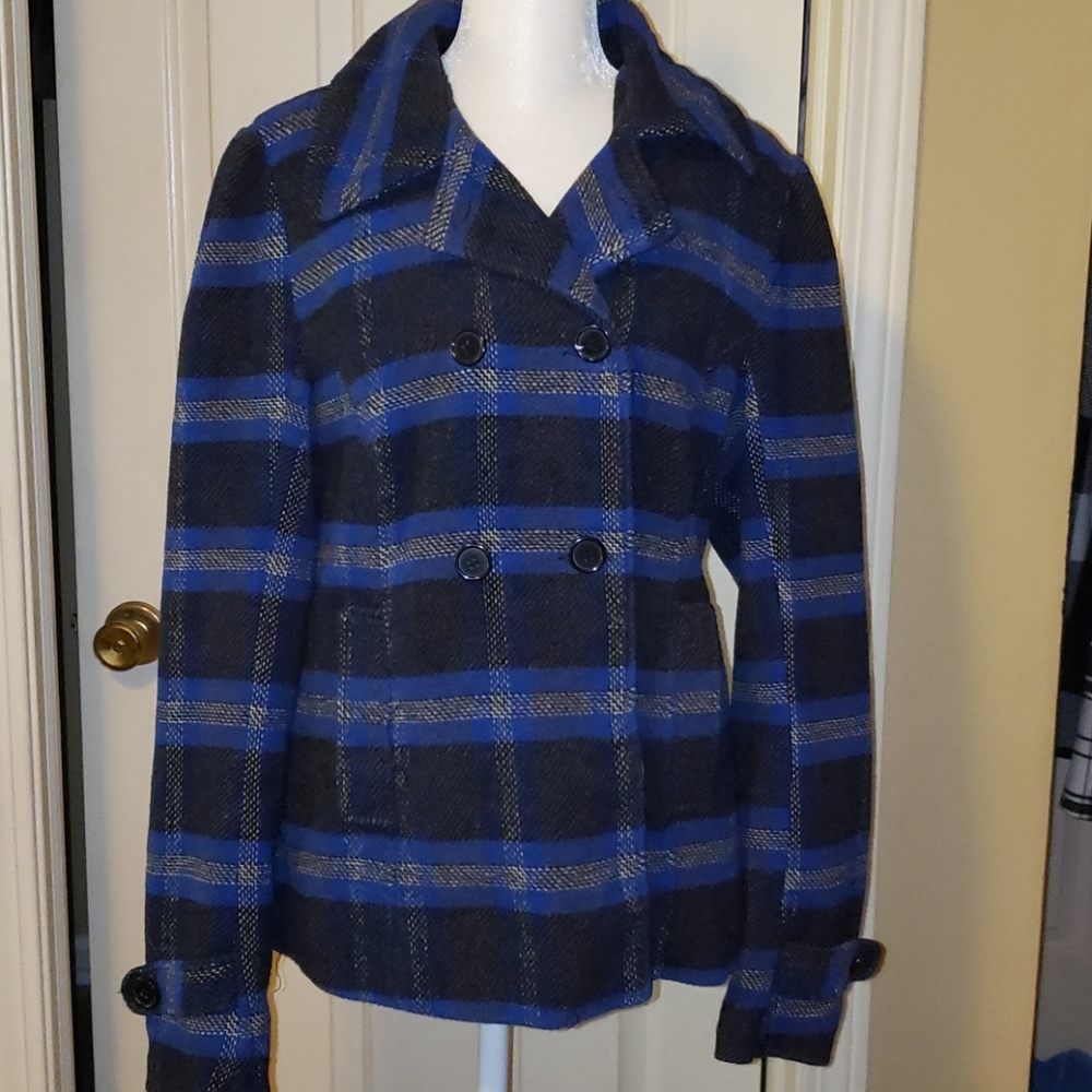 Sound & Matter Wool Blend Black & Blue XL Peacoat